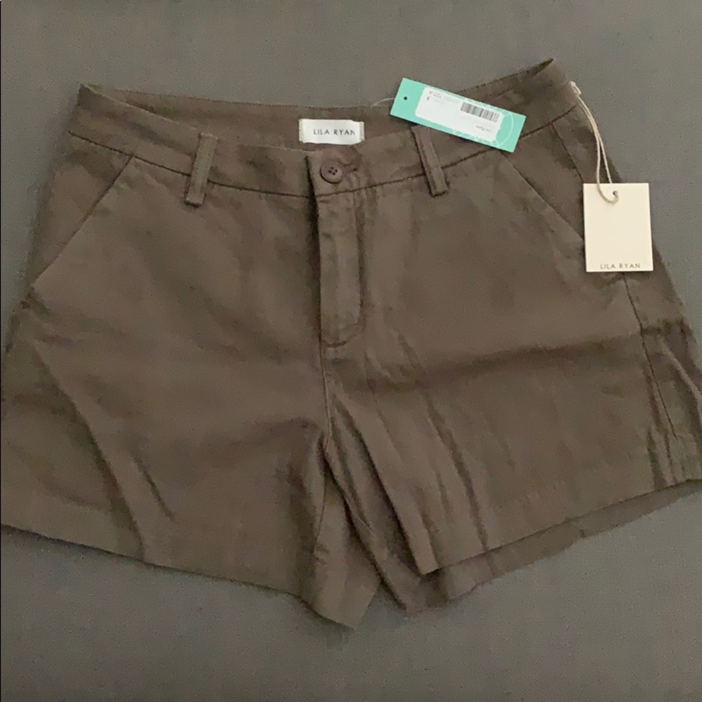 Olive linen shorts